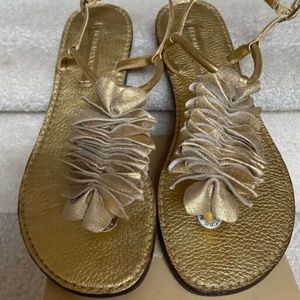 bcbg gold leather sandals